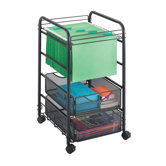 Onyx Mesh File Cart with Drawers
