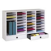 Large Wood Adjustable-Compartment Literature Organizer with Drawers