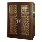 2 Door Oak Wine Cooler with Rectangular Glass Doors