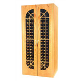 440 Monaco Oak Wine Cooler Cabinet with French Windows