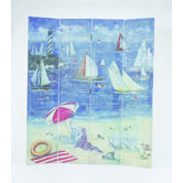 Boat Watching on the Beach Room Divider