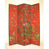 Red Asian Flower Theme Room Divider