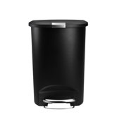 Semi-Round Step Trash Can in Black