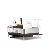 Steel Frame Dish Rack with Wine Glass Holder in Grey