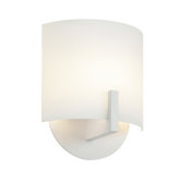 Scudo One Light Wall Sconce with White Etched Glass Shade in Satin White