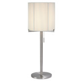 Boxus Round One Light Table Lamp in Satin Nickel
