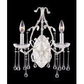 Opulence  Candle Wall Sconce in Antique White and Clear Crystal