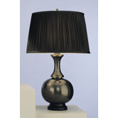 Harriet Table Lamp in Deep Patina Bronze with Black Silk Fabric Shade