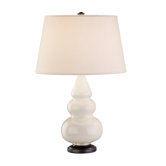 Small Triple Gourd Accent Lamp in Bone with Bronze Base