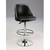 Padded Leatherette Barstool with Gas Lift in Black