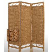 Cascading Palm Bark Folding Room Divider in Tan