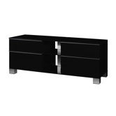 50" Plasma-/ LCD-TV-Stand "Mood 9220" in Inox / Schwarz Hochglanz mit Schwarzglas