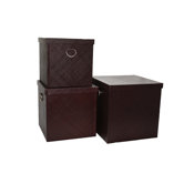 Pandanus Square Box in Brown (Set of 3)