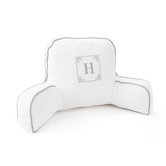 Monogram Pillow with Gray Trim in White