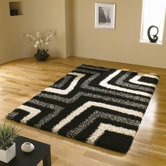 Nordic Tides Black / Grey Shag Rug/Runner