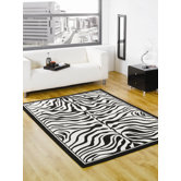 Wildlife Zebra Black / White Novelty Rug