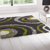 Nordic Equator Lime Green/Steel Shag Rug