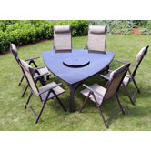 Monaco/ValenciaTriangular Glass Table with Lazy Susan