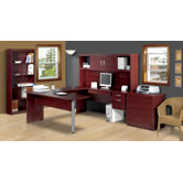 In Space U-Shape Desk with Hutch and Optional File and Bookcase