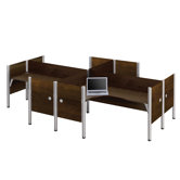 Pro-Biz Four L-Desk Workstation With 4 Melamine Privacy Panels