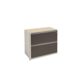 Connexion Pedestal with Two File Drawers in Bordeaux and Slate