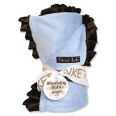 Ruffle Receiving Blanket in Blue and Brown