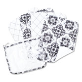 Black and White Versailles Zip Pouch Burp Cloth Set (Set of 4)