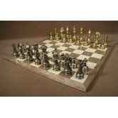 Large Metal Staunton on Grey Briar Chess Board