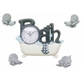 Bath Wall Clock in Black with Four D&eacute;cor