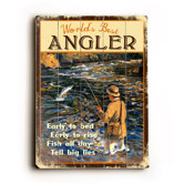 Angler Wood Sign - 12" x 9"