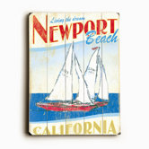 Sailboats Planked Wood Sign - 20" x 14"