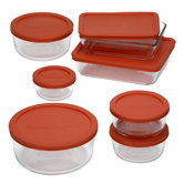 14 Piece Bakeware/Cookware Set with Red Plastic Covers