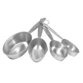 4 Piece Stainless Steel Measuring Cup Set with Gray Handle