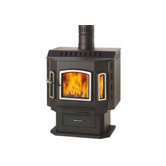 Sahara - Brushed Nickel Door Wood Stove on Pedestal