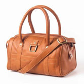 Leather Buckle Barrel Handbag