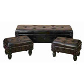 Urban Trends Wooden Leather Bench