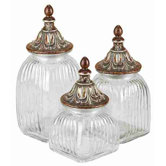 Metro Dancing Lights Polystone Glass Canister (Set of 3)