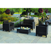 Amalfi Weave 4 Piece Rattan Lounge Set with Cushions