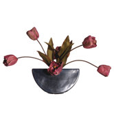 Floral Artificial Potted Double Dutch Tulips in Pink