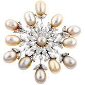 Silver-Tone Cubic Zirconia Snowflake Pin