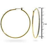Gold-Tone Thin Cubic Zirconia Hoop Earrings