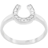Stering Silver Horseshoe Design Cubic Zirconia Ring