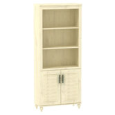 Volcano Dusk 3-Shelf Bookcase with 2 Door Cabinet in Driftwood Dreams Antique White Finish