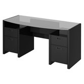 New York Skyline 63 Bow-front Double Pedestal Executive Desk