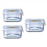 Go Green Glasslock 3-Piece 17-oz.. Square Food Storage Container Set