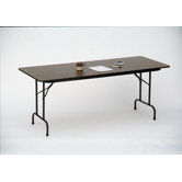 Melamine Top Folding Table in Medium Oak/Dove Gray