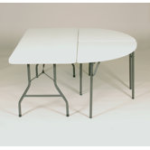60" Serpentine Blow-Molded Food Service Large Half-Oval Table with Plastic Top and Charcoal Frame