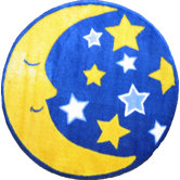 Fun Shape High Pile Moon and Stars Space Kids Rug