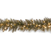 Glittery Bristle Pine Pre-Lit 9' x 10" Garland