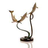 Triple Dolphins on Ribbon Statue